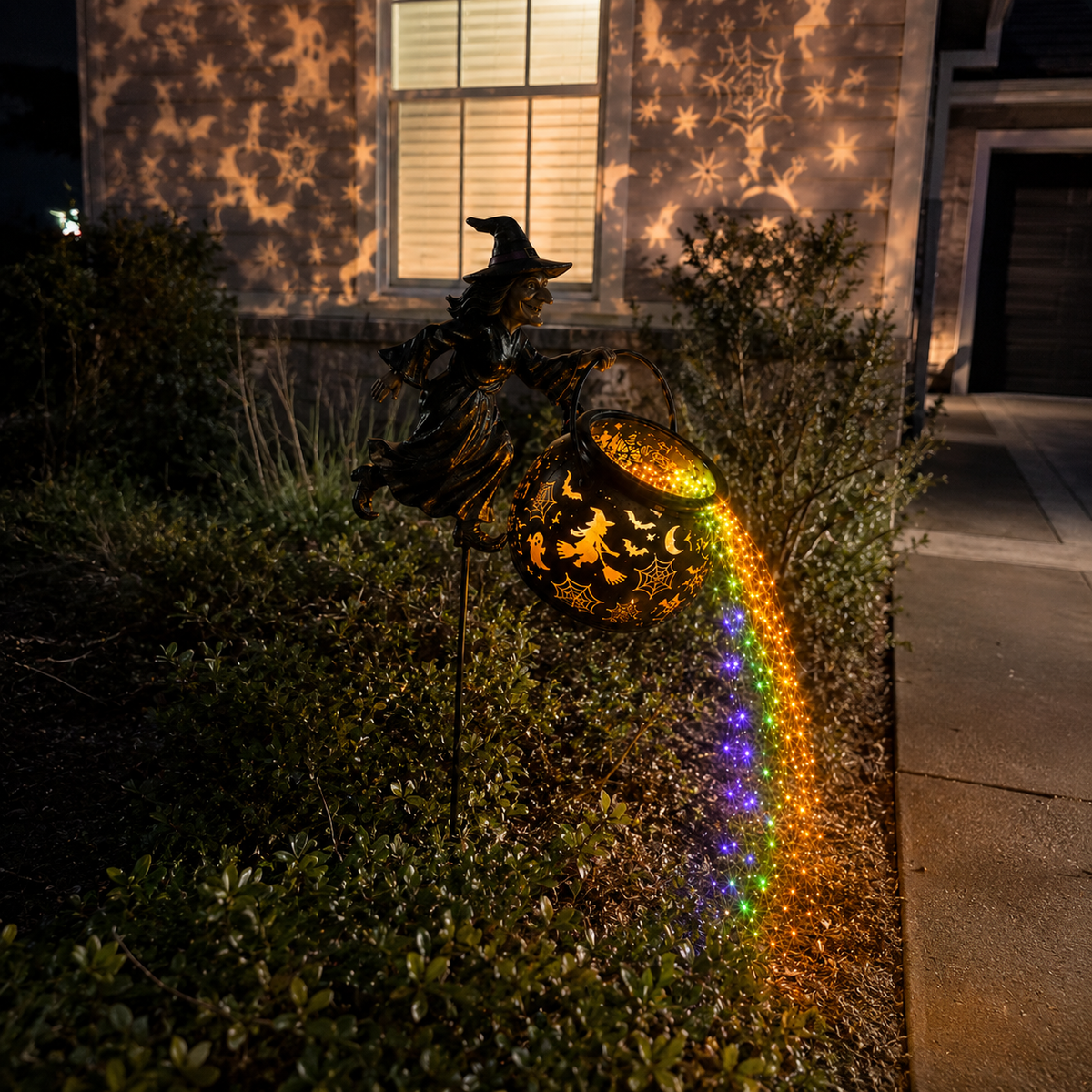 π Halloween Flying Witch Cauldron Garden Light π» π