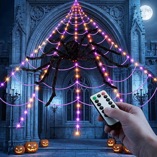 17 FT 455-LED Outdoor Halloween Spider Web Lights