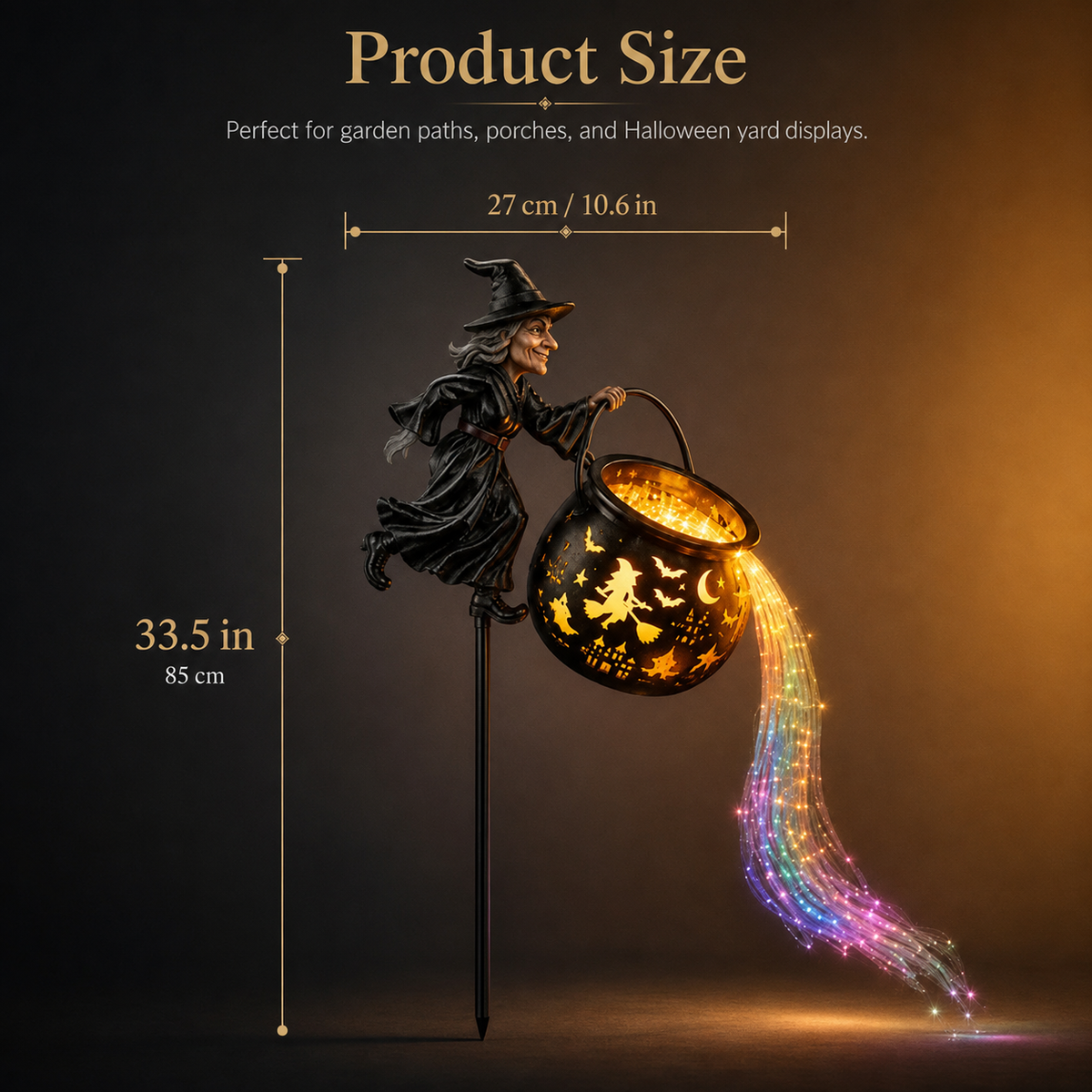 🎃 Halloween Flying Witch Cauldron Garden Light 👻 🌈